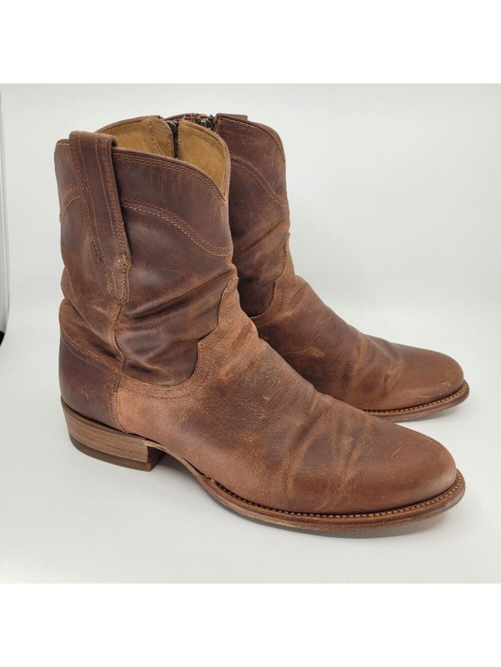 Tecovas the Dean Leather Boots Men's Size 11 1/2 D Western Zipper 8" Slim Shaft